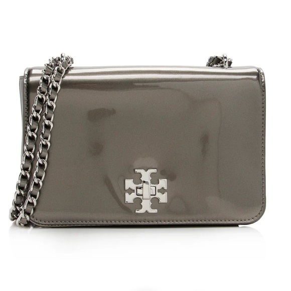 Tory Burch Metallic Patent Leather Mercer Shoulder Bag - Picture 1 of 12